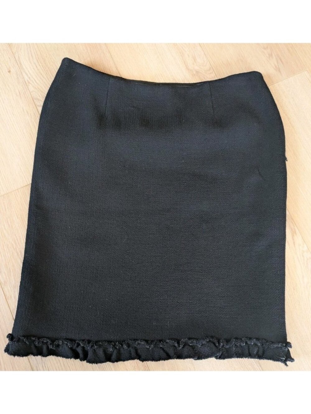 Moschino Cheap and Chic Black Ruffle Trim Skirt 12 Wool